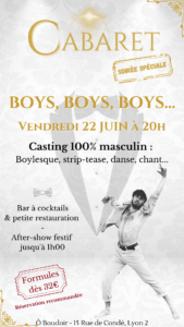 Soirée Cabaret “Boys Boys Boys” – 22 juin